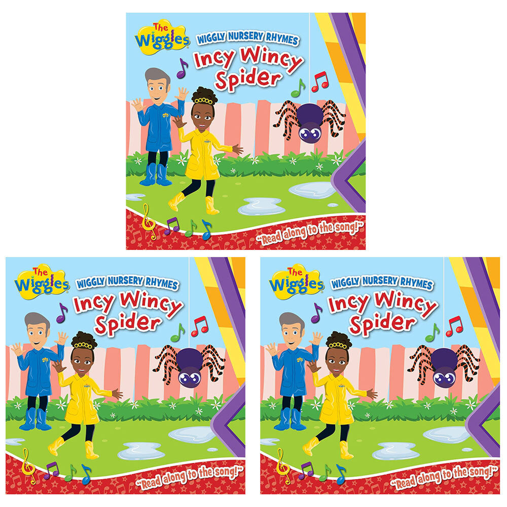 3PK The Wiggles Wiggly Nursery Rhymes Incy Wincy Spider Kids Book 3y