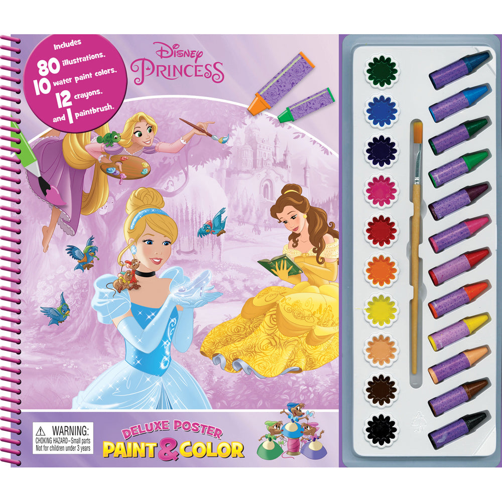 2PK Disney Princess Kids/Children Deluxe Poster Paint & Color 3y+