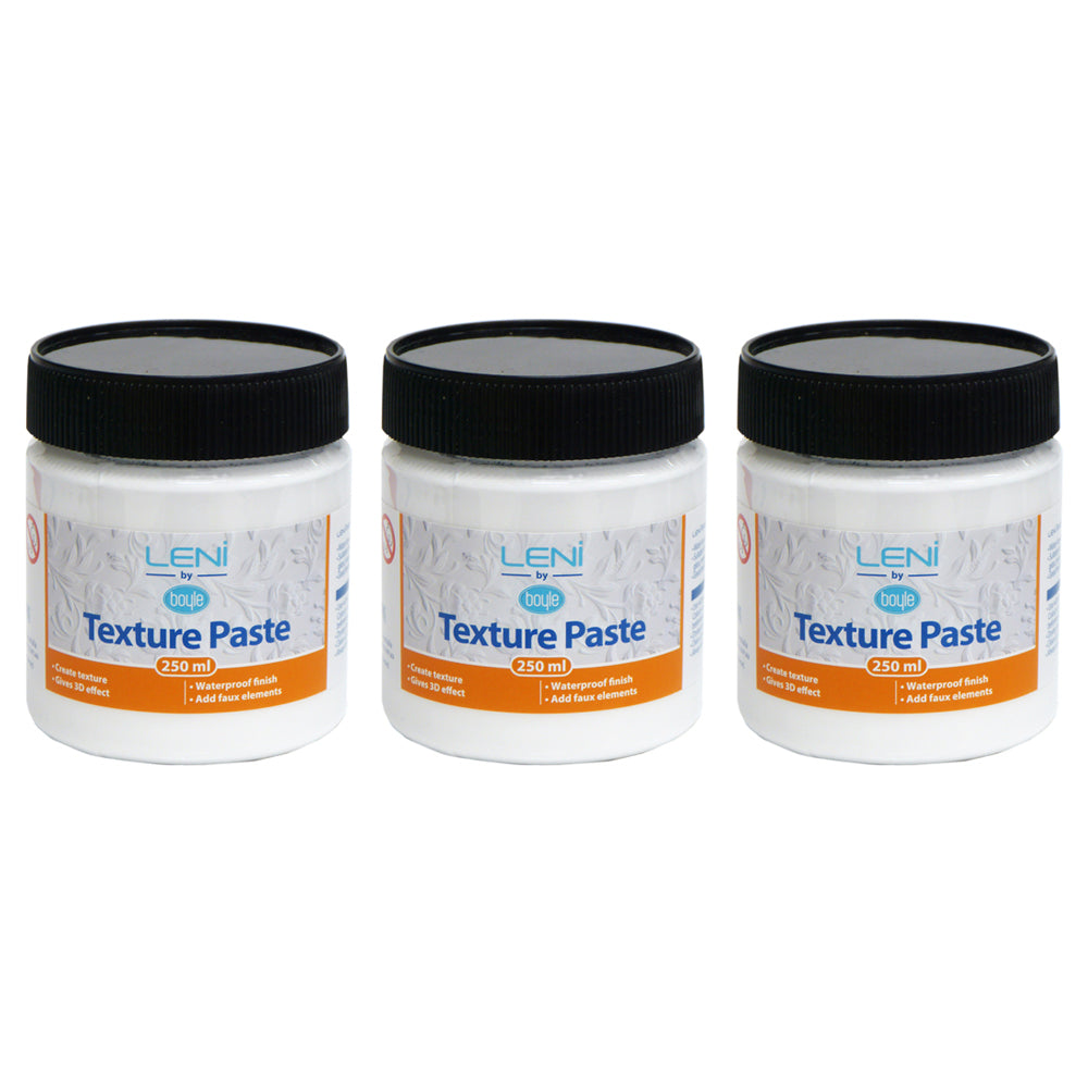 3x Boyle Leni Non-Toxic Waterproof 250ml Texture Paste