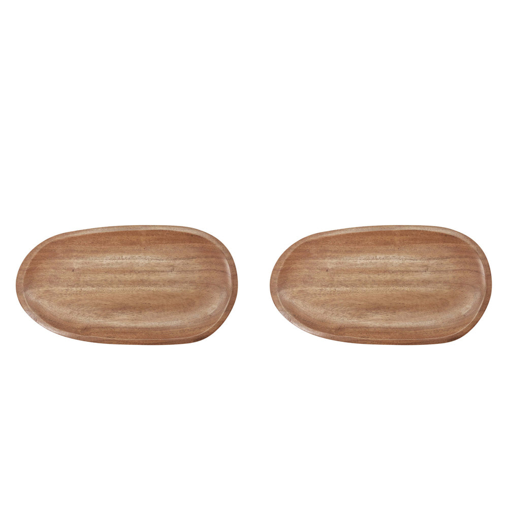 2x J.Elliot Home Brooks 33x18cm Acacia Wood Serving Tray - Natural