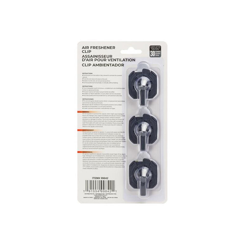 12x 3pc Air Fusion Car/Automotive Air Freshener Vent Clip 4ml - Black Ice