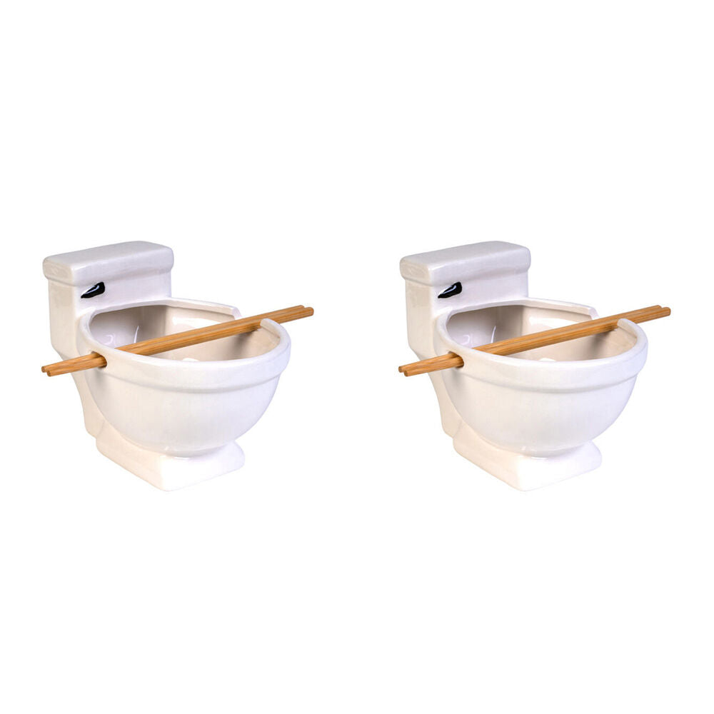 2PK Noodle Bowl W/Chopsticks Toilet Contemporary Novelty White Ceramic