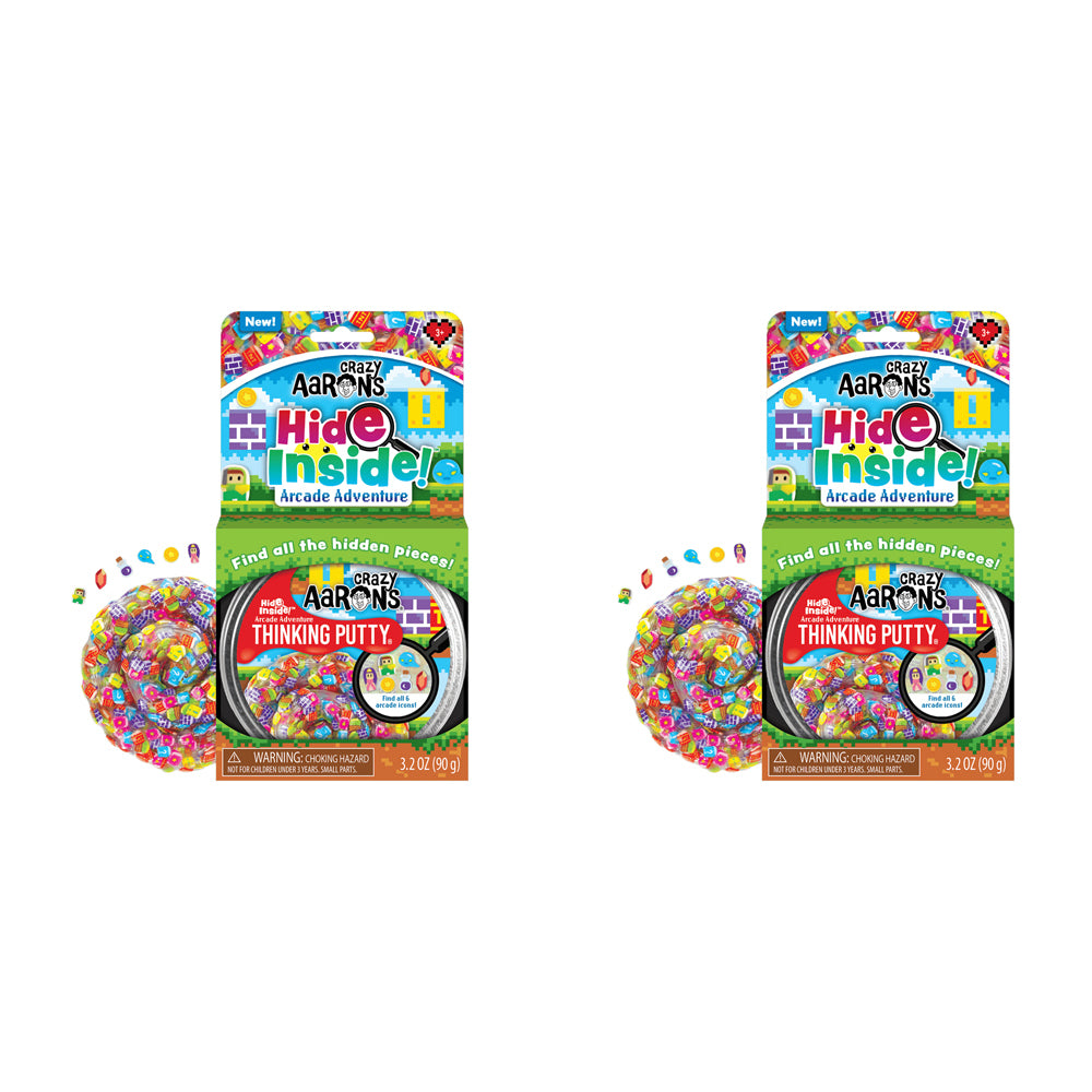 2PK Crazy Aarons Thinking Putty Arcade Adventure Hide Inside Toy 10cm 3y+