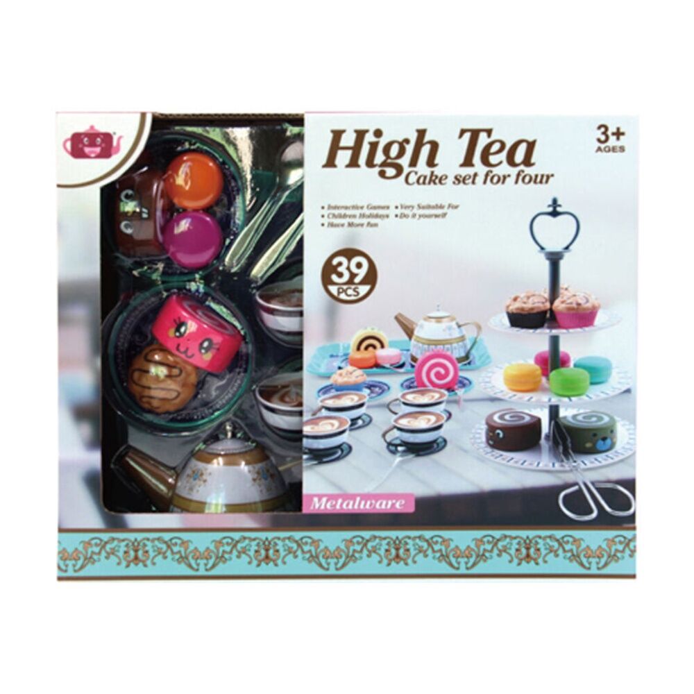 39pc ABT Childrens Pretend Play Metal High Tea Cake Playset 3Y+