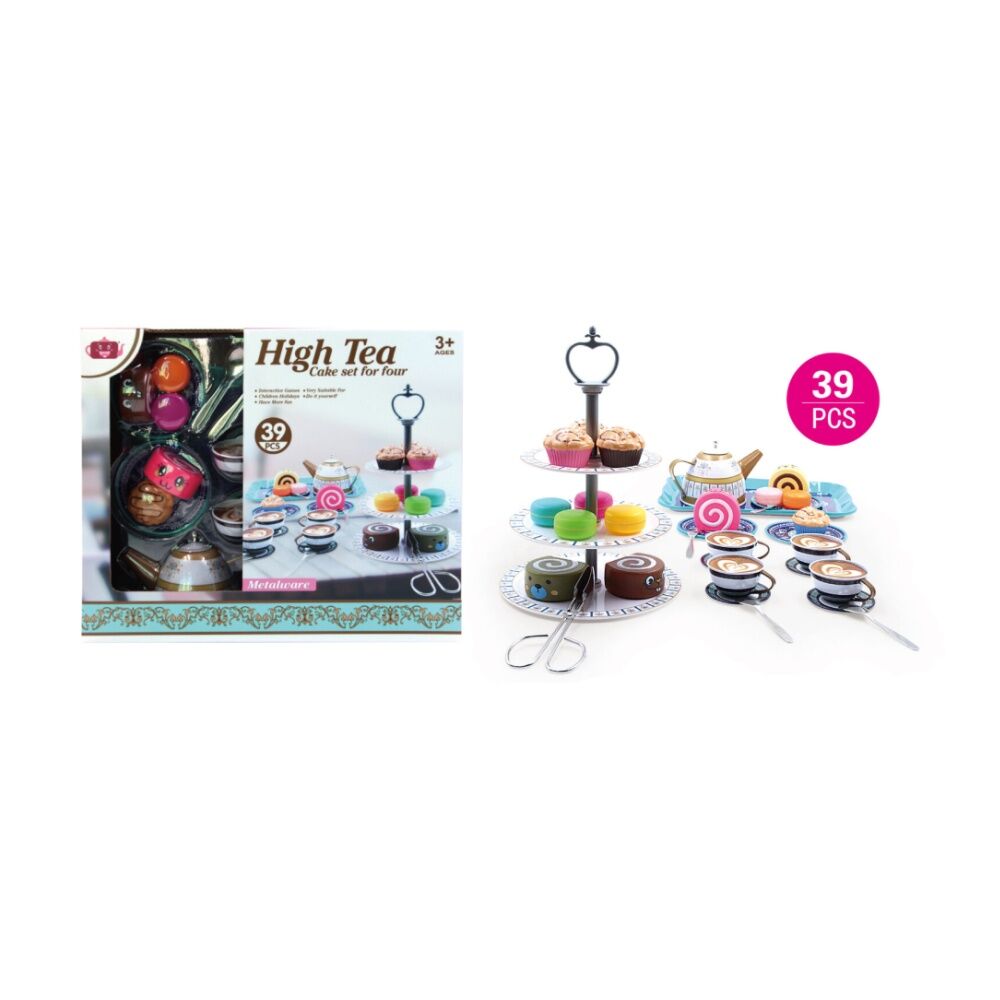 39pc ABT Childrens Pretend Play Metal High Tea Cake Playset 3Y+