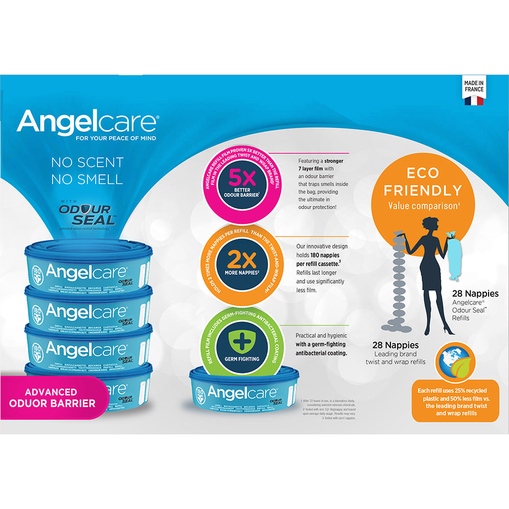 Angelcare Odour Seal Nappy Disposal System Starter Kit w/ 4 Cassettes