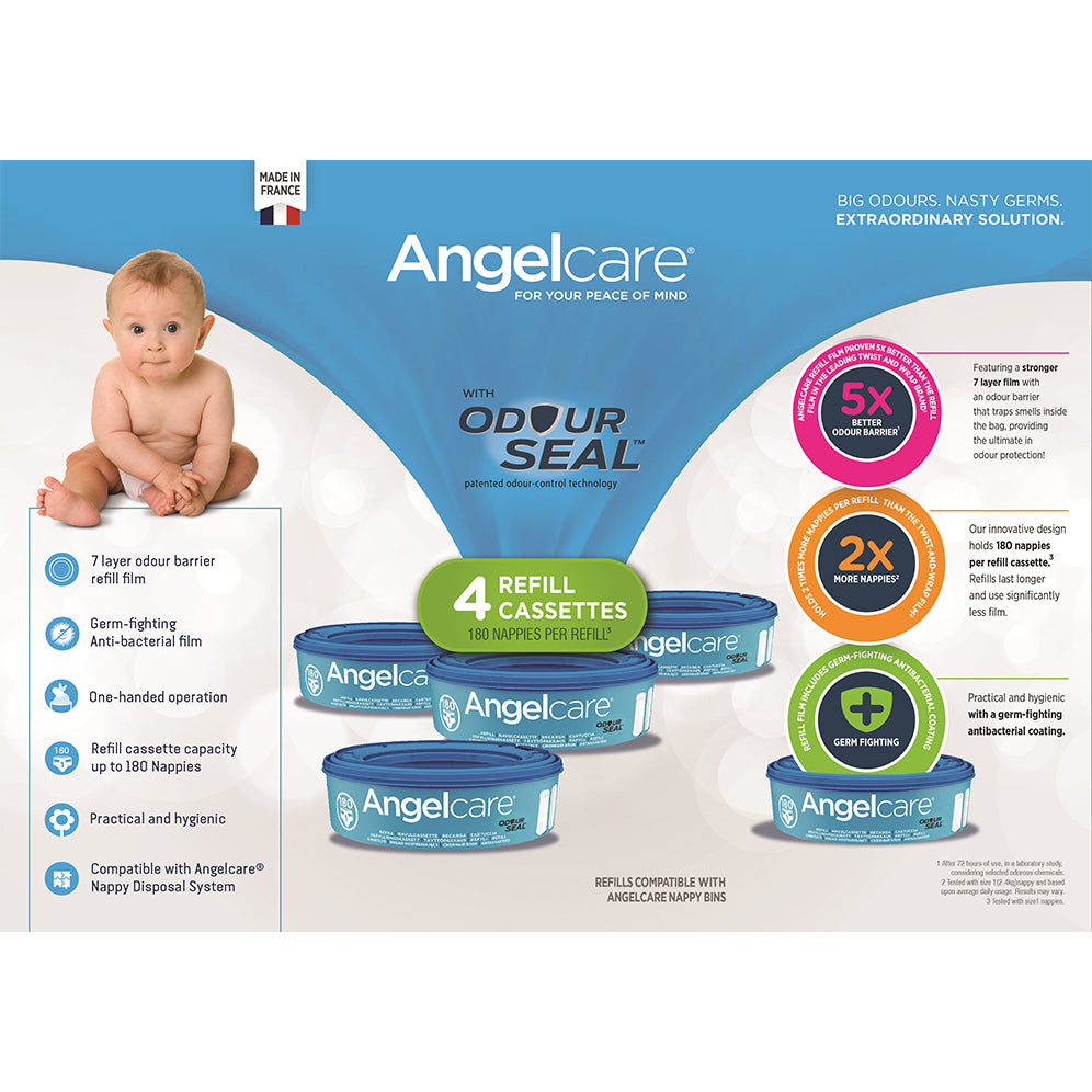 Angelcare Odour Seal Nappy Disposal System Starter Kit w/ 4 Cassettes