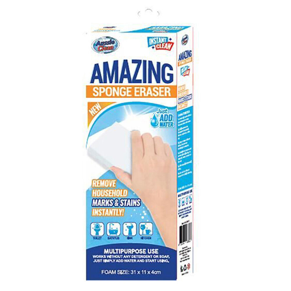 6PK Aussie Clean Amazing Multipurpose Sponge Eraser 31x11cm - White