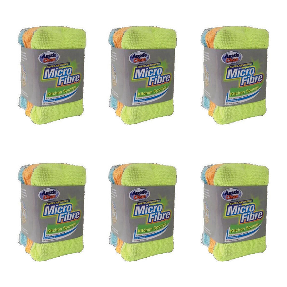 6x 3pc Aussie Clean Super Absorbent Microfibre Kitchen Sponge Pack