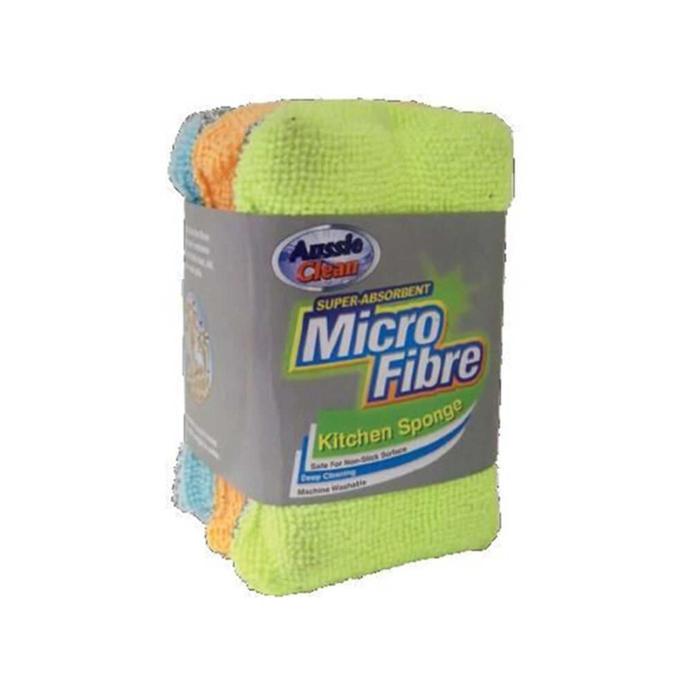 6x 3pc Aussie Clean Super Absorbent Microfibre Kitchen Sponge Pack
