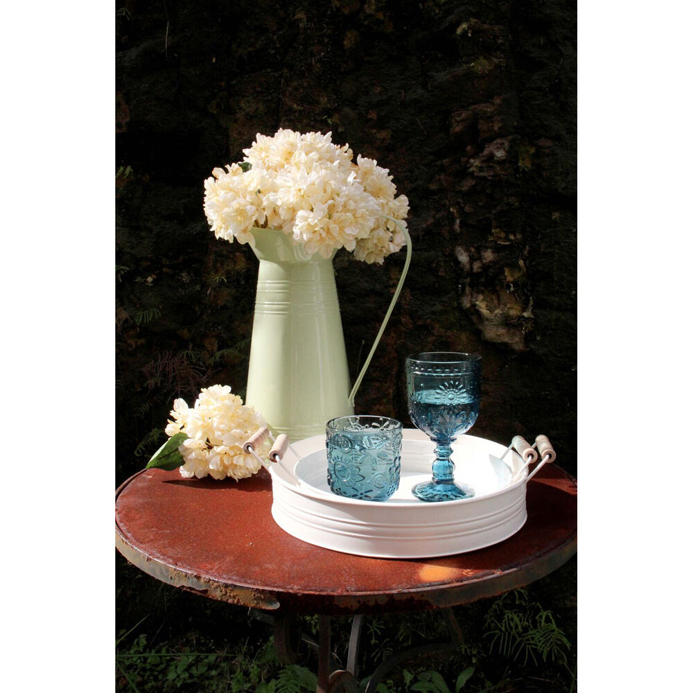2pc LVD Round Metal Serving Trinket Tray Set 34.5x5.5cm/29.5x5.5cm Ivory