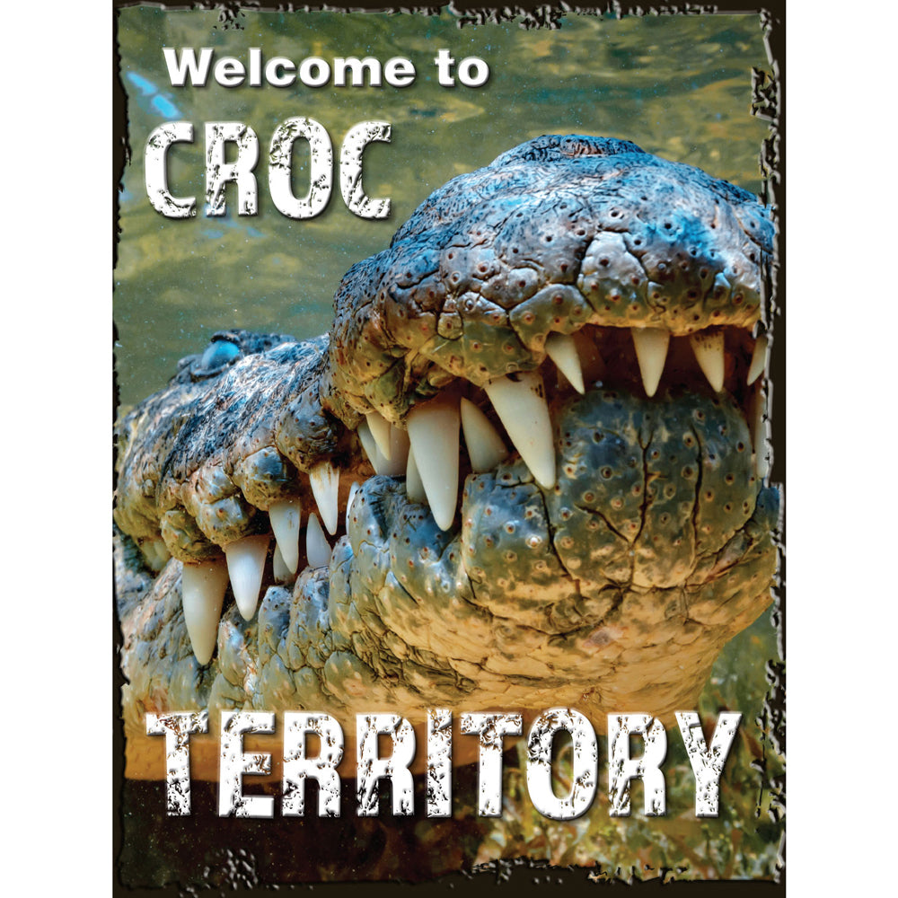 2PK AFN Aluminium 30x40cm Tin Sign Croc Territory Wall Hanging Signage