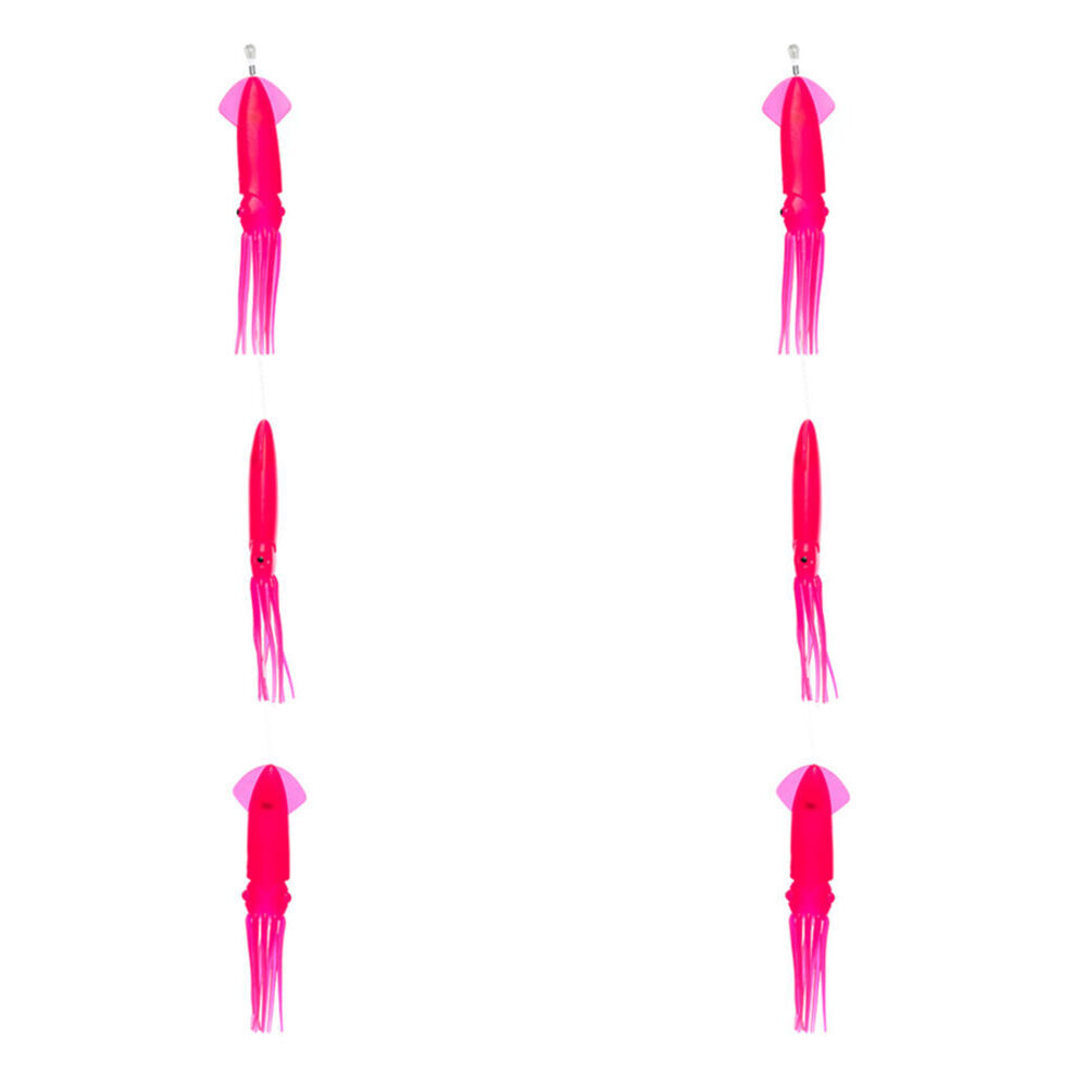 2PK Sea Pro 3 Squid Daisy Chain Offshore Trolling Lure 25.5x11cm - Pink