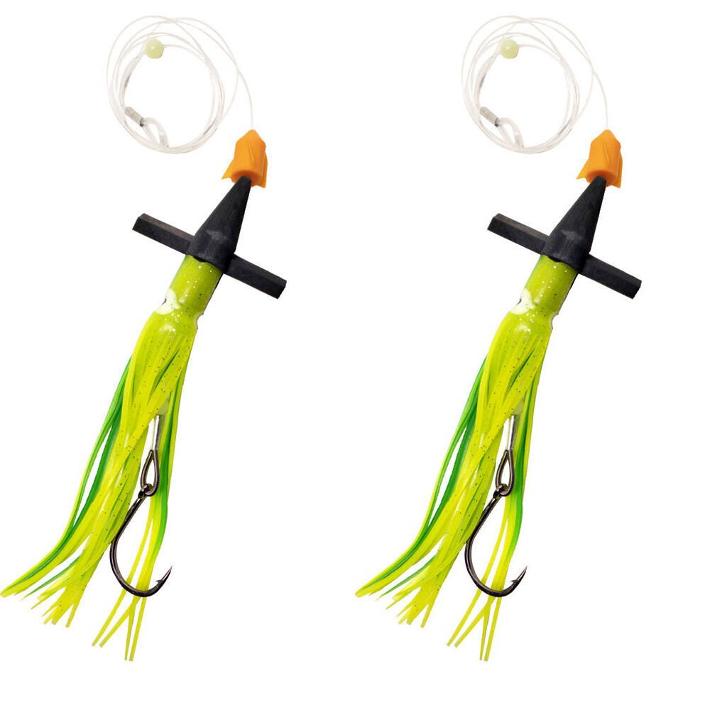 2PK Sea Pro Rocket Teaser Rigged Skirt Offshore Trolling Teaser 9 In - Green