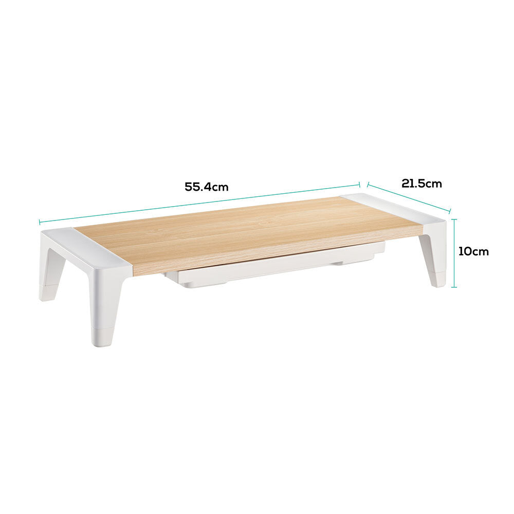 Activiva Monitor Stand Riser with Storage Drawer - White Oak