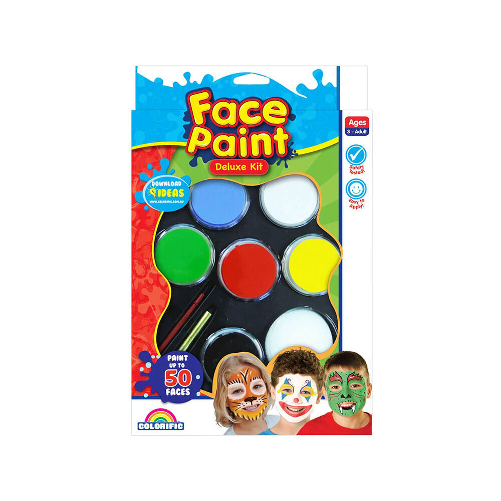 2pc Colorific Face Paint Washable Deluxe Kit and Fantasy Kit Combo Set 3y+
