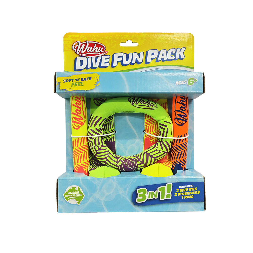 5pc Wahu Dive Fun Pack Pool Toy Kit for Kids With Sticks Streamers and Ring 6y+