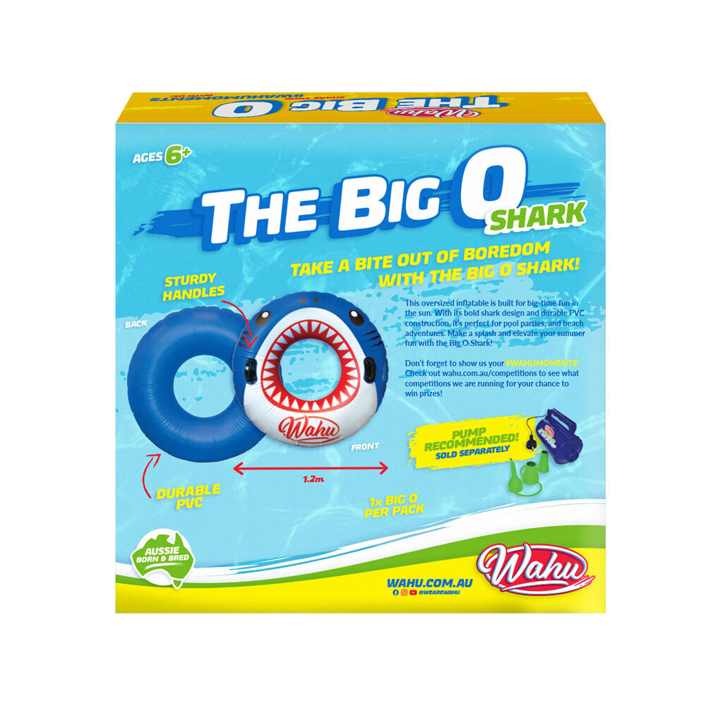 Wahu The Big O Shark Inflatable Pool Ring/Floating Aid Outdoor Toy 6y+ 1.2m Wide