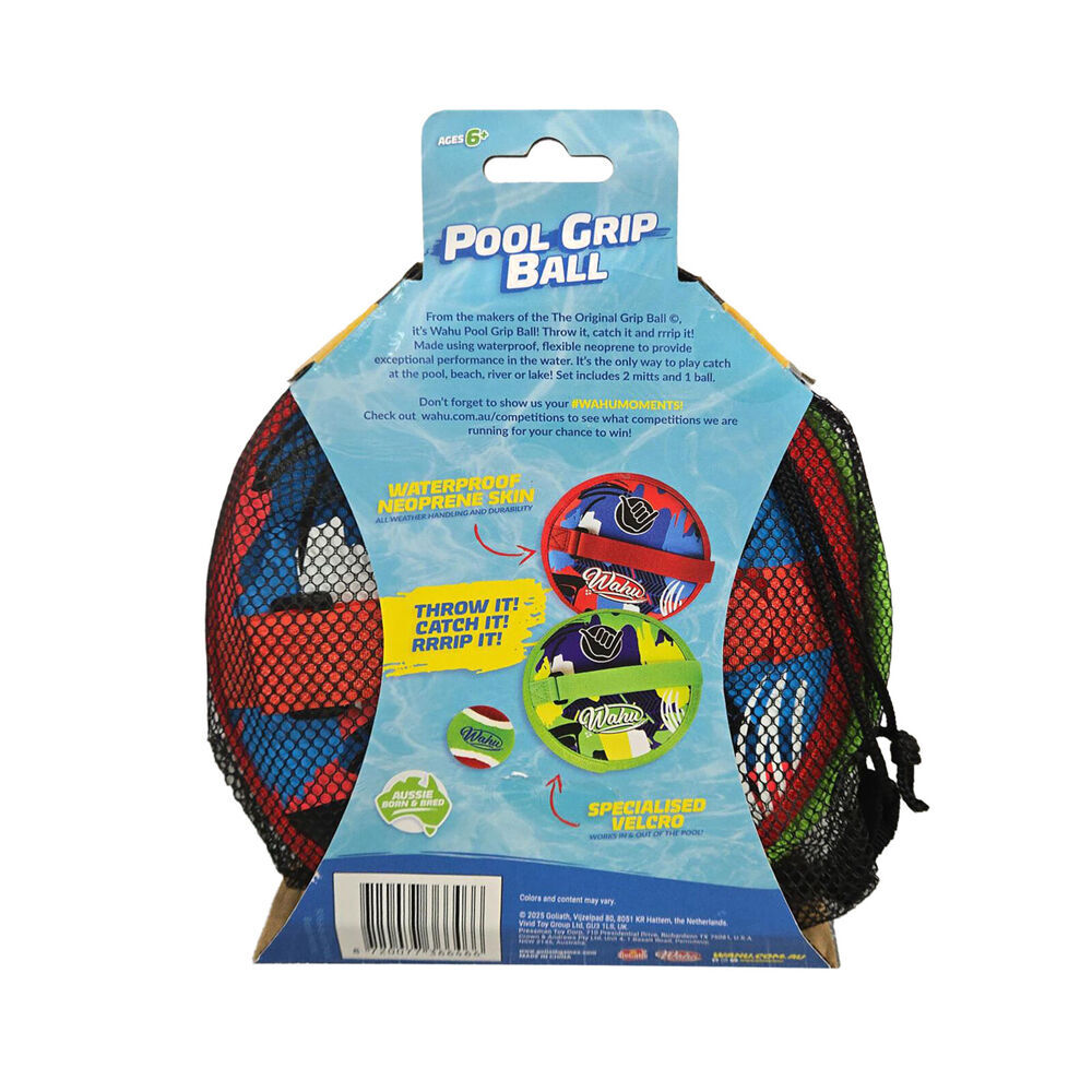 2PK Wahu Pool Grip Ball Waterproof Neoprene Kids Swimming Toy w/2 Pads 1 6y+