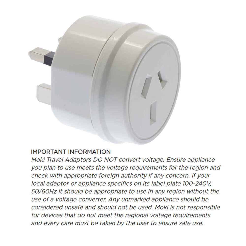 Moki Travel Adaptors - AUS/NZ to UK