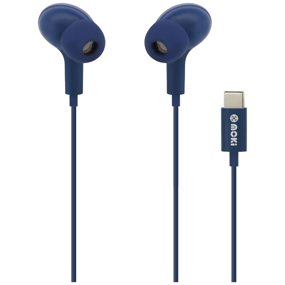 Moki Wired USB-C Connect Inner Ear Earphones W/ Mic & Control Navy