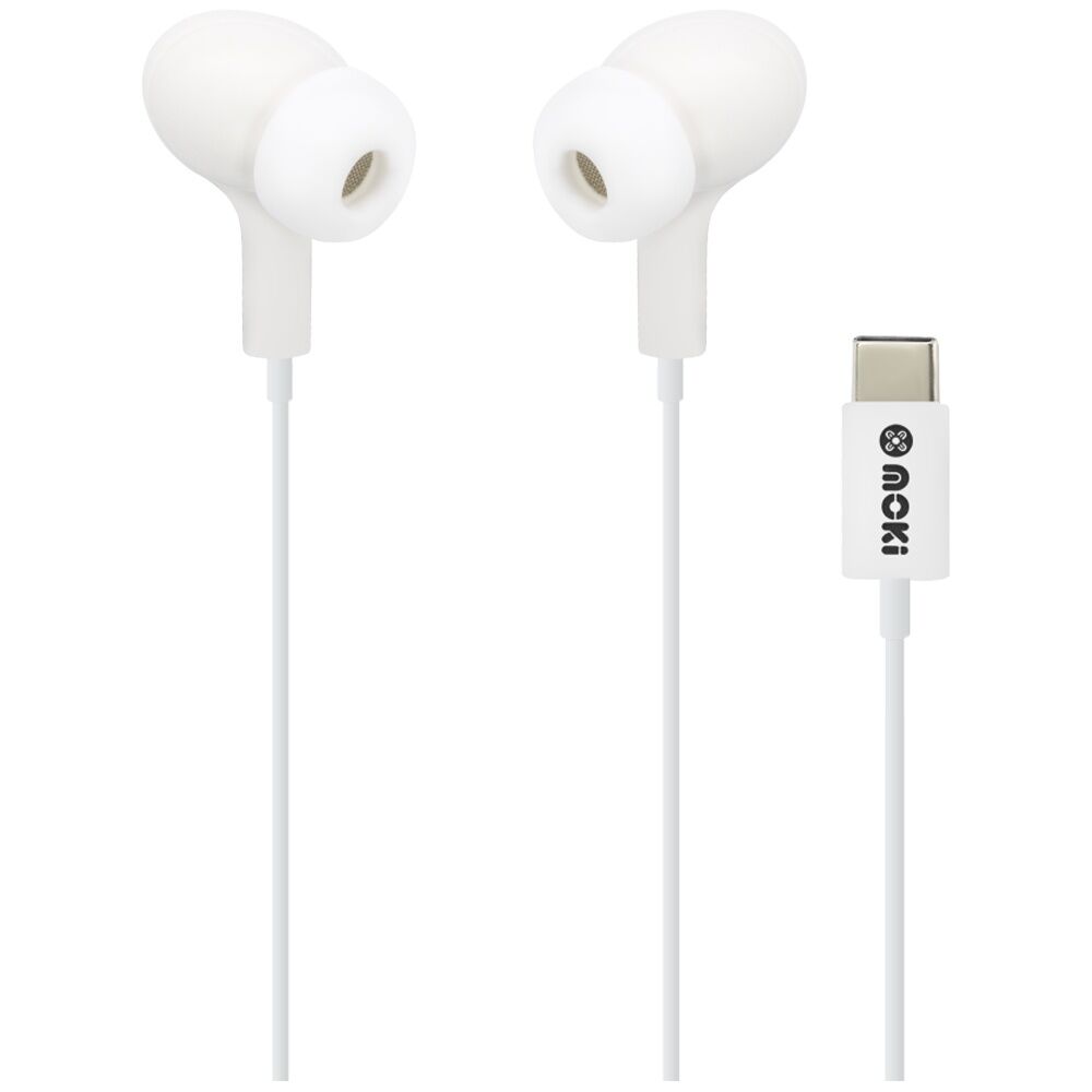 Moki Wired USB-C Connect Inner Ear Earphones W/ Mic & Control White