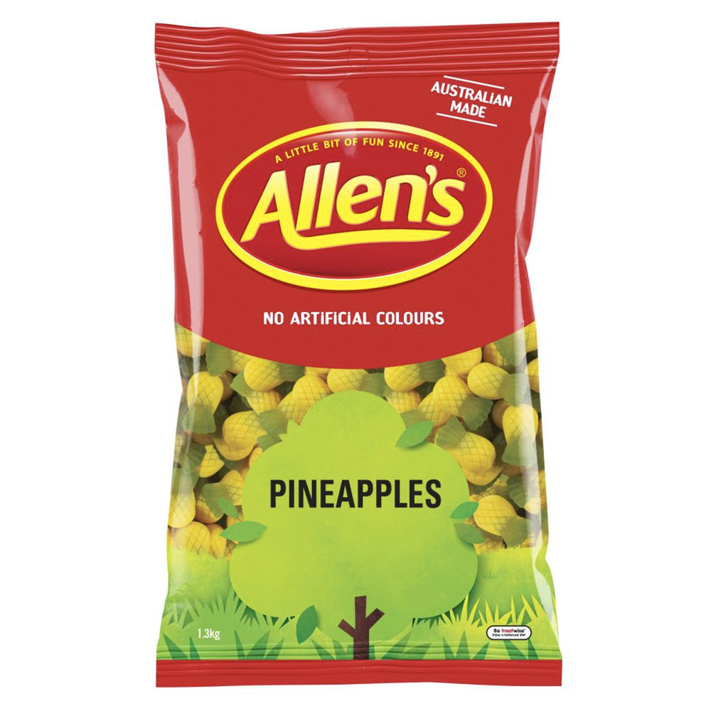 2PK Allens Pineaapples Large Soft Chew Lolly/Candy Bag 1.3kg