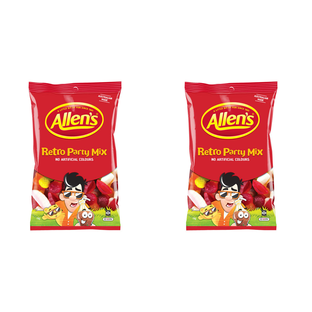 2PK Allen's 1kg Retro Party Mix Lolly Bag