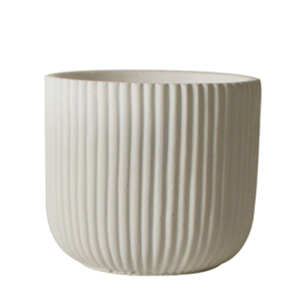 Maine & Crawford Diego 17cm Stripe Ceramic Plant Pot - White