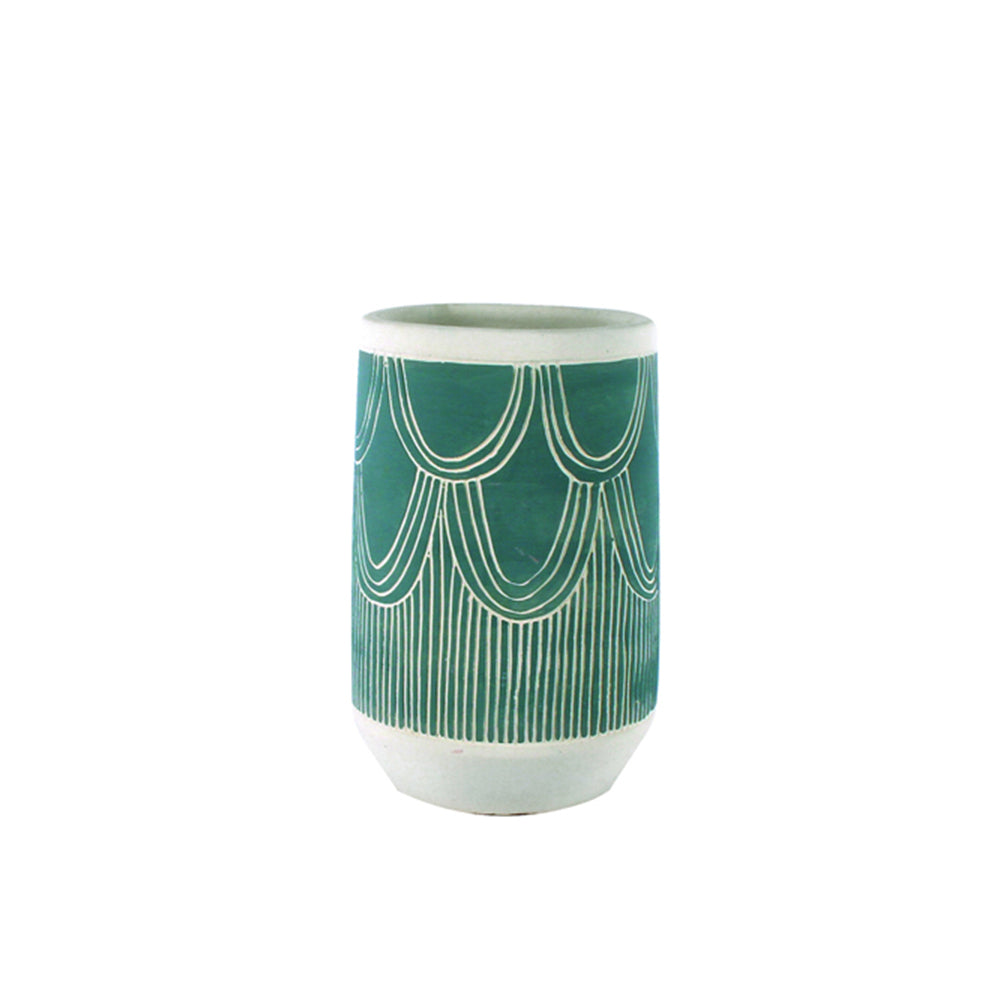 Maine & Crawford Ridley 21x15cm Cement Vase Decor - Blue
