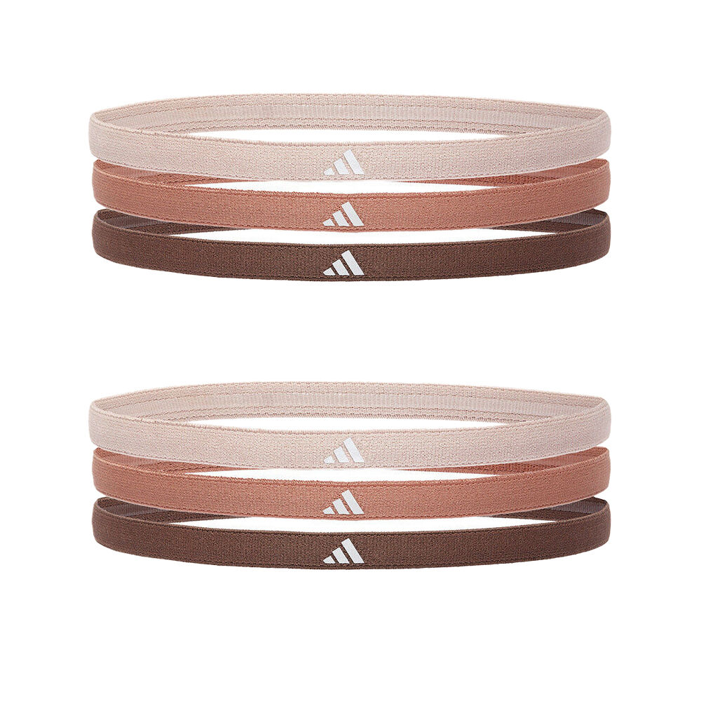 2x 3PK Adidas Sport Hair Band Elastic/Lycra Non-Slip Taupe/Clay Strata/Earth Strata