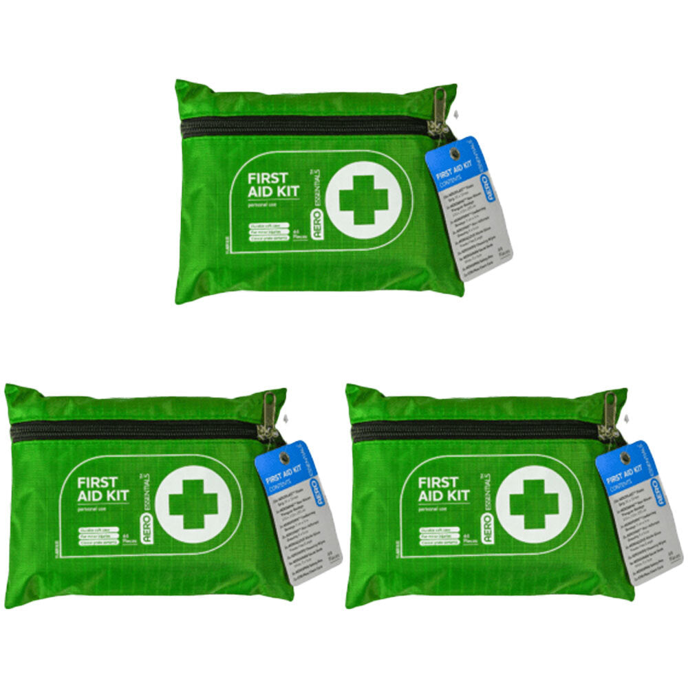 3PK Aerokit AeroEssentials Home/Office Emergency First Aid Kit 10 - Green