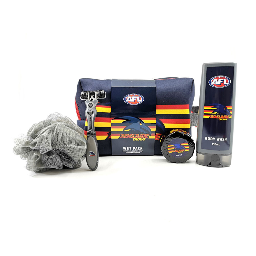 5pc AFL Adelaide Crows Bag Body Wash/Disposable Razor/Loofa & Soap