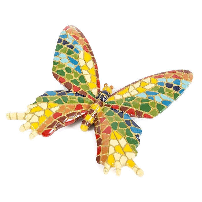 2x Garden Polyresin 15cm Butterfly Mosaic Decor - Small