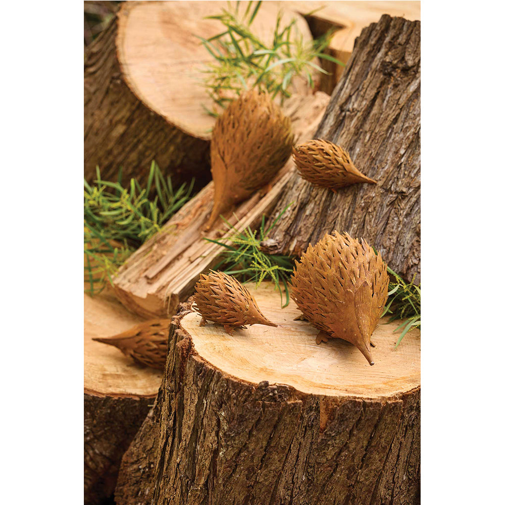 2pc Garden Metal 13/25cm Echidna Animal Sculpture Decor Set
