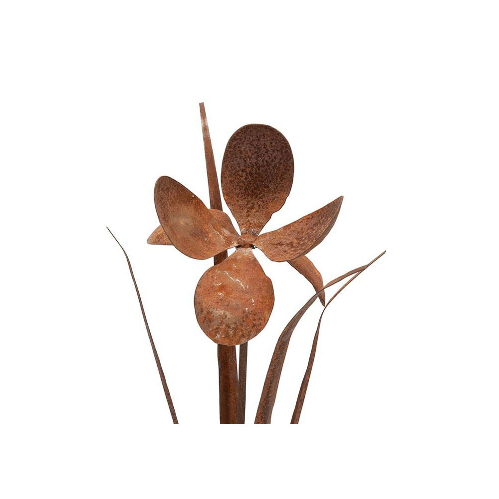 Metal Stake Iris Garden Ornament Decor 14x120cm - Rust