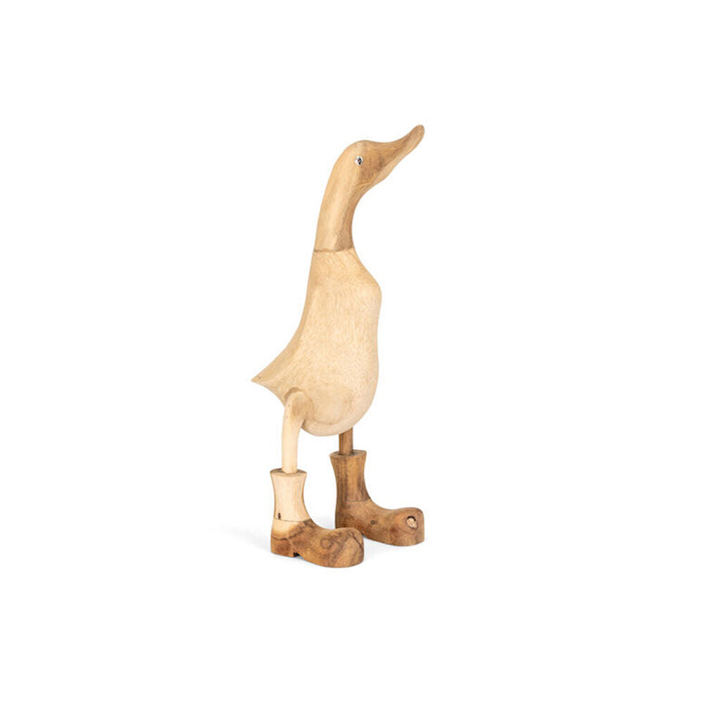 Bamboo Duck w/ Boots Sculpture Small 33cm - Brown