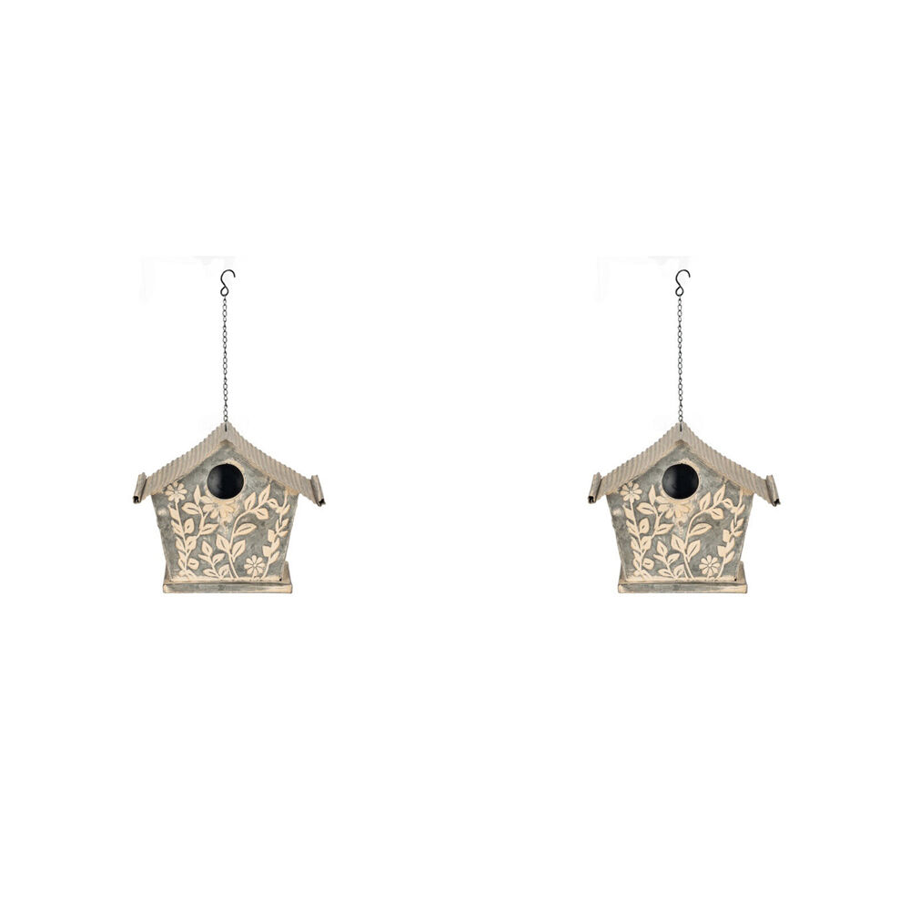 2PK Metal Flower Hanging Bird House/Shelter Garden Decor 23x18.5cm