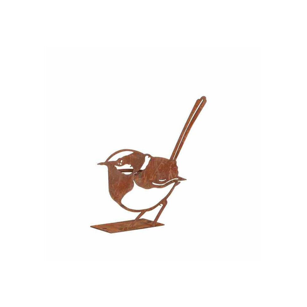 2PK Wren Bird Glass Rain Gauge Outdoor Decoration 17x15cm Rust
