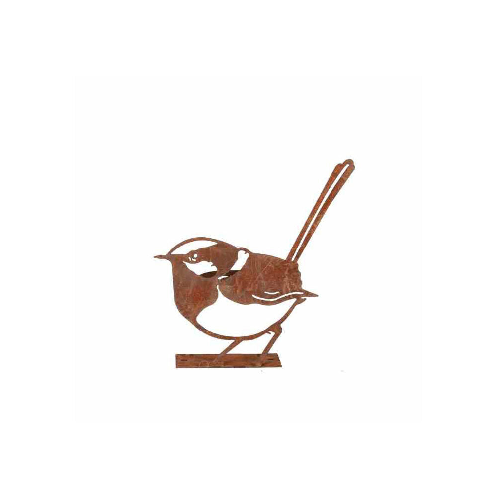 2PK Wren Bird Glass Rain Gauge Outdoor Decoration 17x15cm Rust