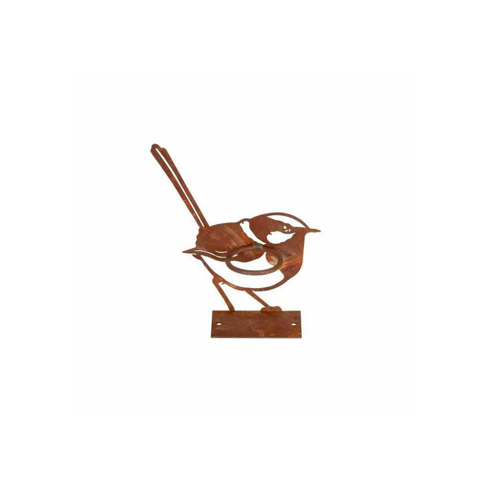 2PK Wren Bird Glass Rain Gauge Outdoor Decoration 17x15cm Rust