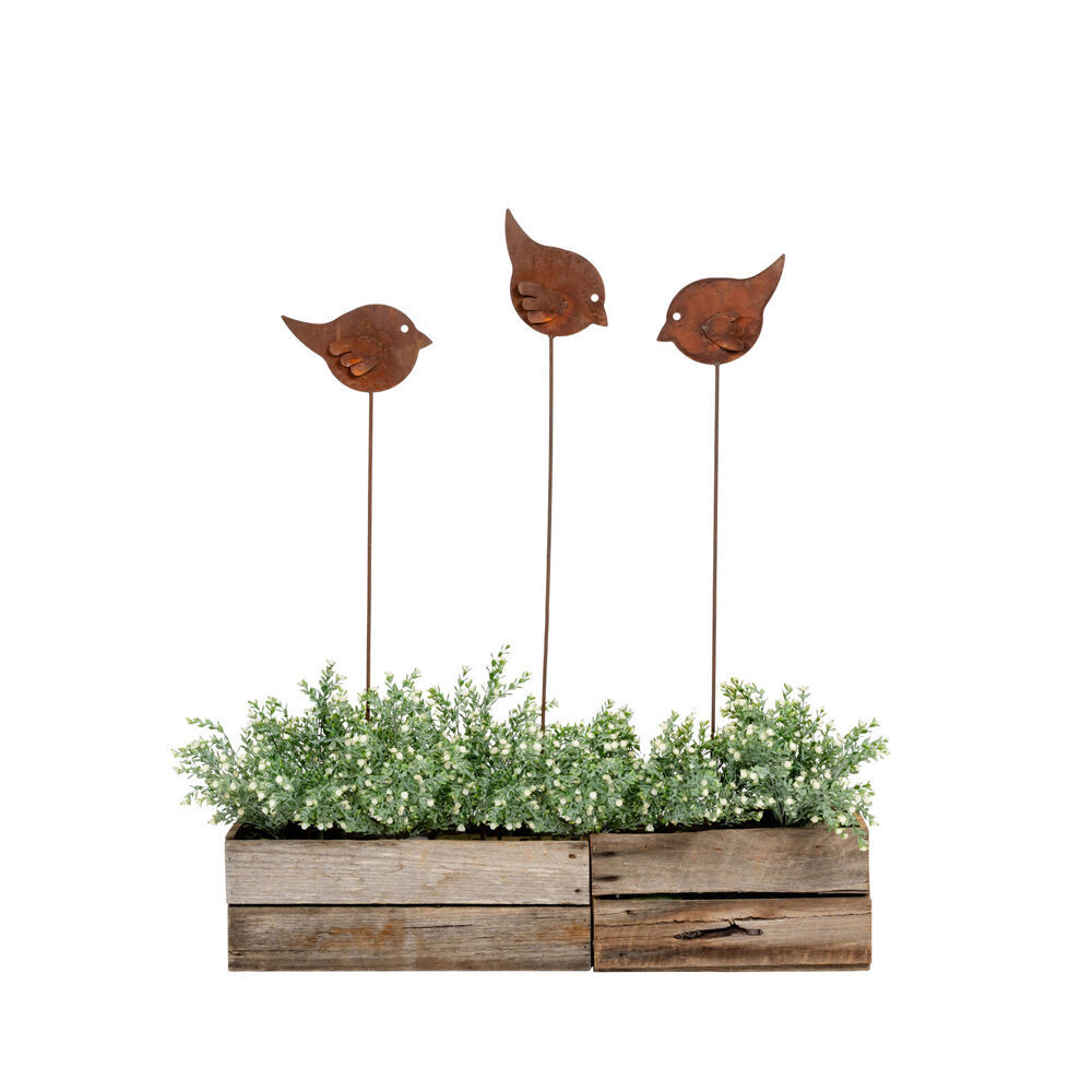 2PK Bird Stake Outdoor Garden Decoration 80cm Rust Assorted