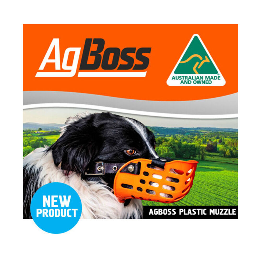 AgBoss Working Dog Adjustable Muzzle Black and Orange Plastic