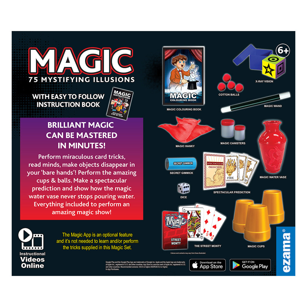 Ezama Magic 75 Mystifying Illusions Magician Tricks Play Set 6y+