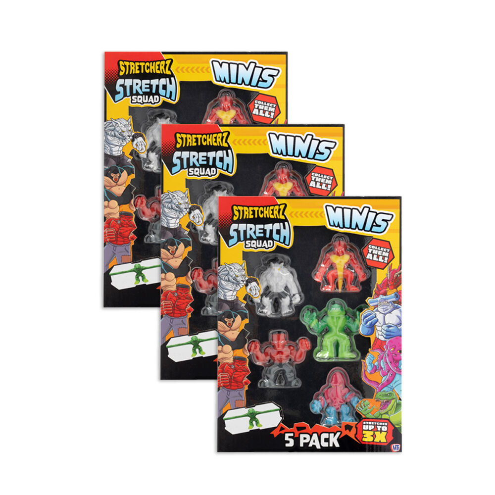 3PK 5pc Stretcherz Mini's Stretch Beast Squad Kids Action Figures Toy 3y+ Assorted