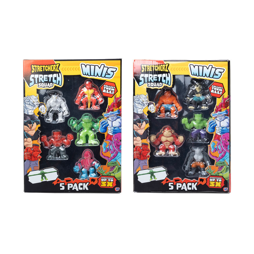 3PK 5pc Stretcherz Mini's Stretch Beast Squad Kids Action Figures Toy 3y+ Assorted