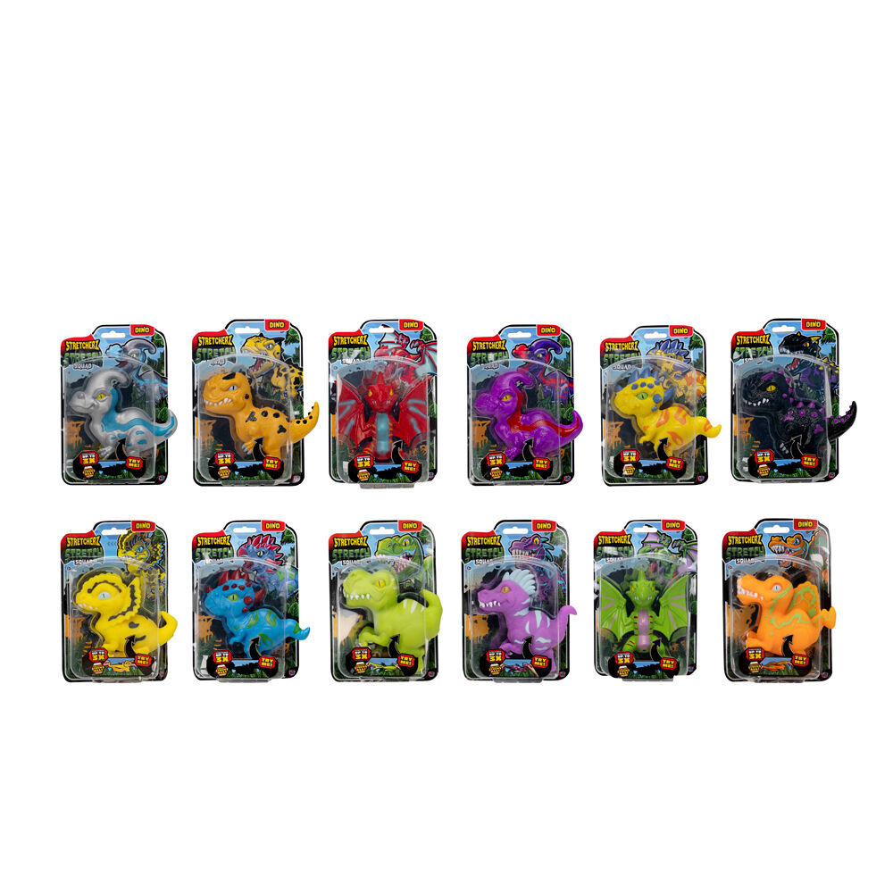 4PK Stretcherz Stretch Dinosaur Squad Kids Action Figures Toy 3y+ Assorted