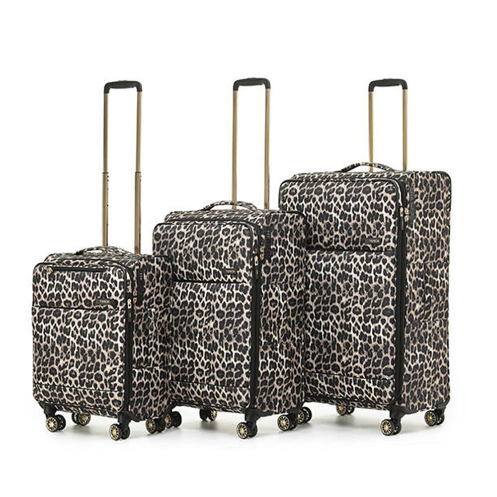 3pc Tosca So-Lite Suitcase Trolley Luggage Set - Leopard