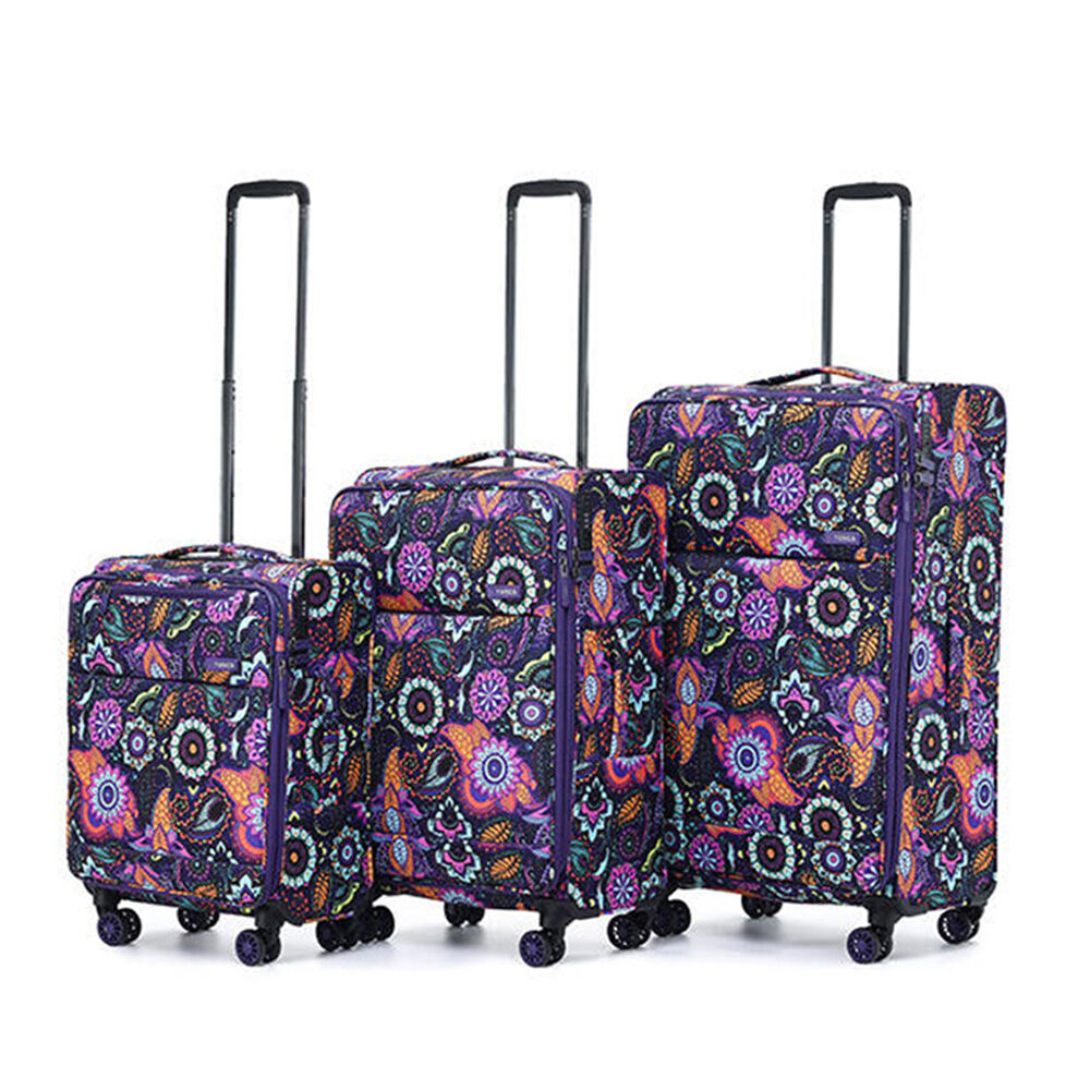 3pc Tosca So-Lite Suitcase Trolley Luggage Set - Paisley