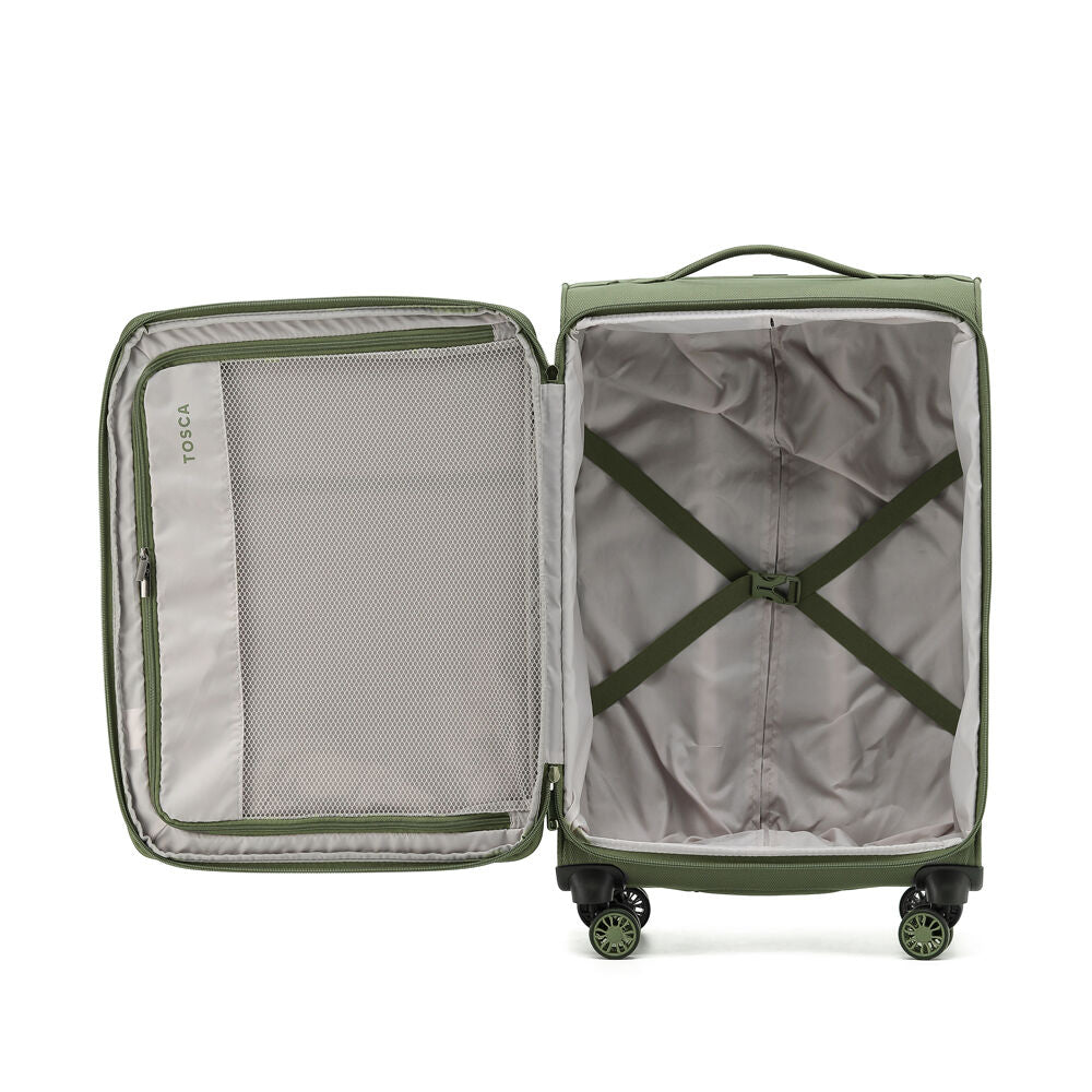 Tosca So Lite 87L Medium Travel Luggage/Suitcase 67x43cm - Khaki